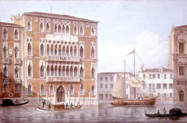 The Ca' Foscari, Venice, engraved by Brizeghel (litho) from Marco Moro