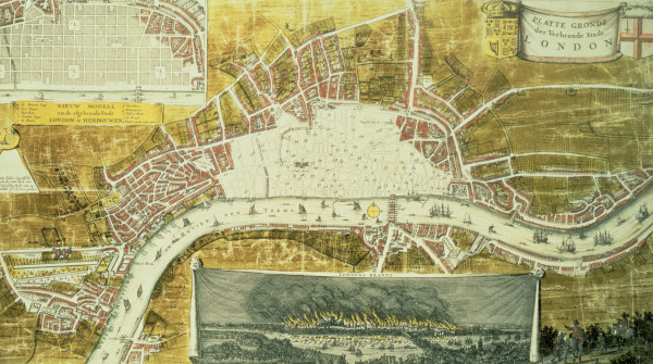 London, city plan after the fire 1666 from Marcus Willemsz Doornik
