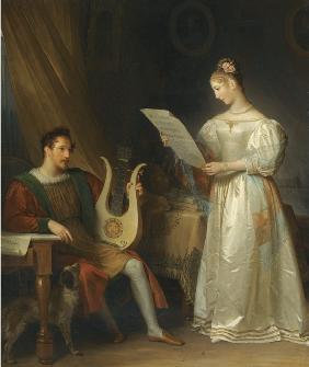 Interior with a Man holding a Lyre and a Woman with a Music Score