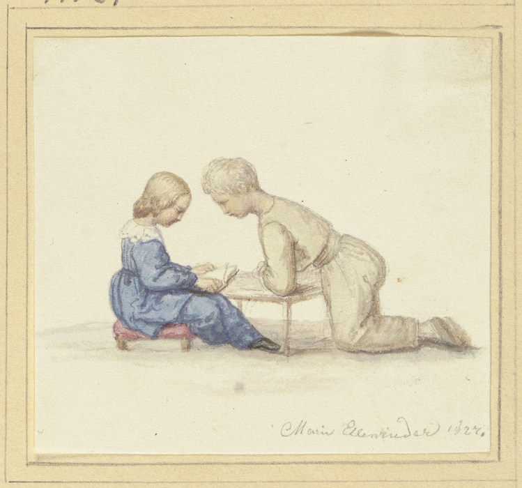 Betendes kleines Mädchen, vor dem Bruder sitzend from Marie Ellenrieder