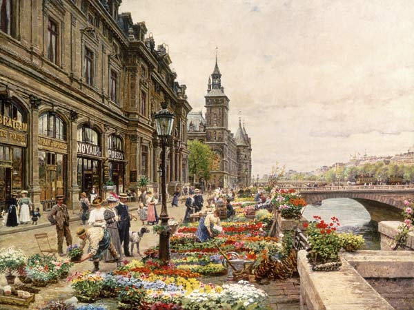 Flower stands at his in Paris. from Marie François Firmin-Girard