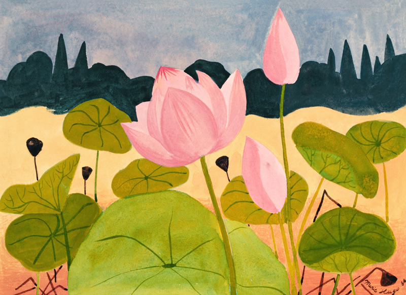 Lotus in the Garrigue, 1984 (gouache on paper)  from Marie  Hugo