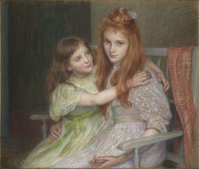 Two girls sitting on a bench from Marie-Louise Breslau