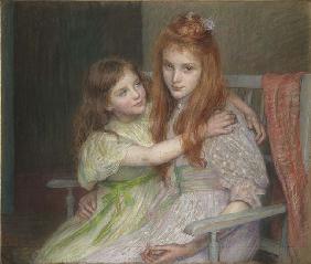 Two girls sitting on a bench