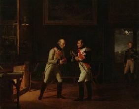 Meeting of Napoleon Bonaparte (1769-1821) and Archduke Charles (1771-1847) of Austria at Stammersdor