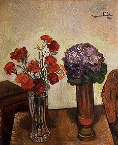 Two vases with pinks and shiners from Marie Clementine (Suzanne) Valadon