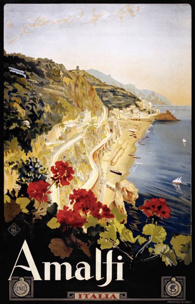 Amalfi Coast Travel Poster from Mario Borgoni