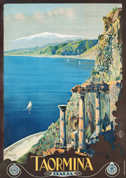 Poster advertising Taormina from Mario Borgoni