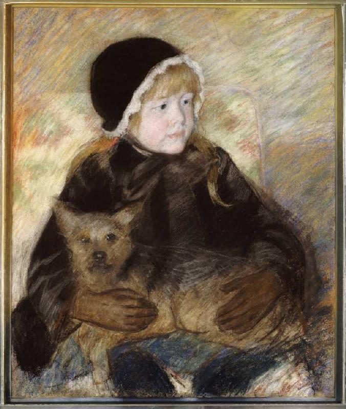 Elsie Cassatt, einen großen Hund haltend from Mary Cassatt
