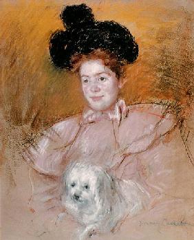 Woman holding a dog from Mary Cassatt