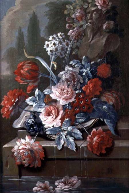 Still Life of Flowers by a Fountain  (pair of 121413) from Mary Moser