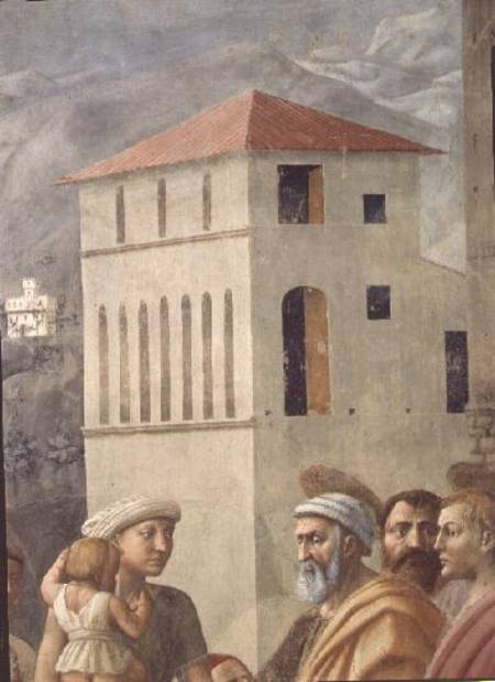 St. Peter Distributing the Common Goods of the Church, and the Death of Ananias (Detail of faces, in from Masaccio