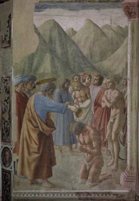 Peter baptises the Neophyte