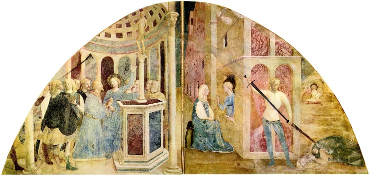 Saint Catherine and the Emperor Maxentius. Fresco in the Basilica di San Clemente from Masolino da Panicale