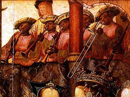 The Engagement of St. Ursula and Prince Etherius, detail of the black musicians from Master of Saint Auta