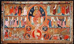 Altar frontal depicting Christ in Glory with saints and prophets and the martyrdom of St. Felix, fro