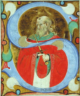 Historiated initial 'S' depicting St. Julian (vellum) from Master of San Michele of Murano