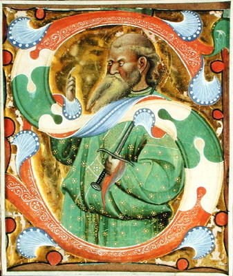 Historiated initial 'S' depicting St. Paul (vellum) from Master of San Michele of Murano