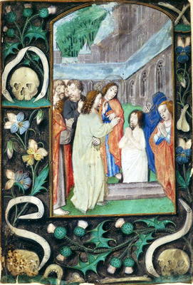 The Raising of Lazarus, from a book of Hours (vellum) from Master of the Book of the Prayers