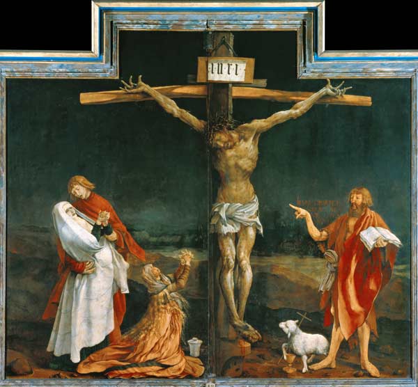 Isenheimer altar middle panel of the closed Retabel: Crucifixion Christi from Mathias (Mathis Gothart) Grünewald