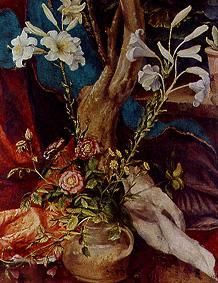 Stuppacher Madonna. Detail: White lilies from Mathias (Mathis Gothart) Grünewald