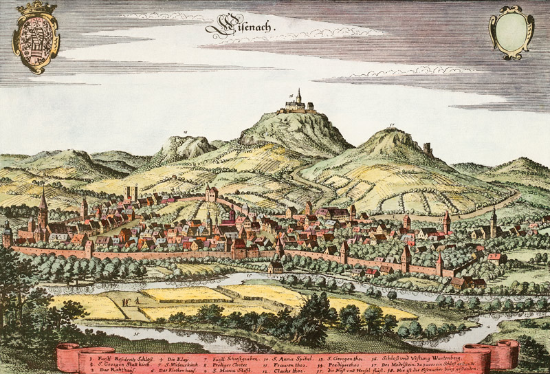 Eisenach and Wartburg from Matthäus Merian der Ältere