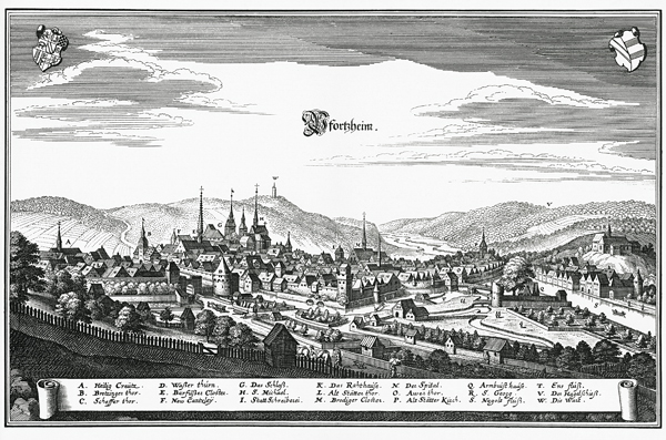 Pforzheim um 1650 from Matthäus Merian der Ältere