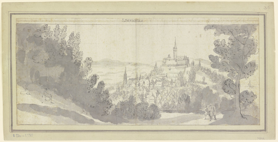 Blick auf Stadt und Burg Lindenfels im Odenwald from Matthäus Merian d. Ä.