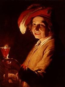 Young man with wine-glass and candle from Matthias Stomer