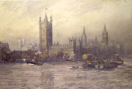 The Houses of Parliament, watercolour from Maude Parker