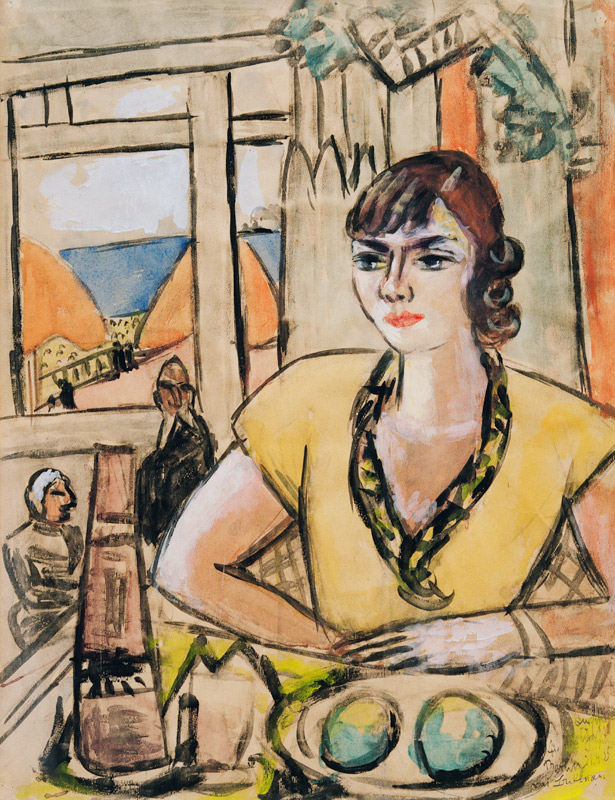 Portrait Quappi in the Beach Cafe from Max Beckmann