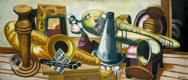 Still life with saxophones. 1926. from Max Beckmann