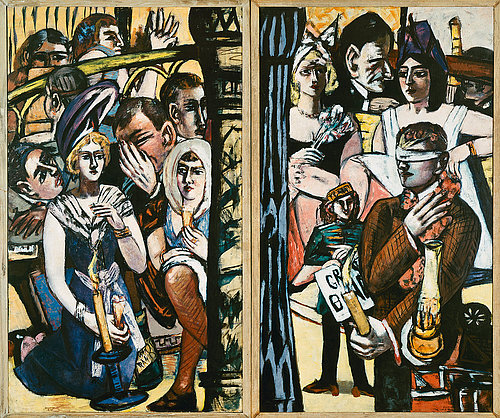 Blind mans bluff (Blinde Kuh). Right and left panel of the triptych. 1945 from Max Beckmann