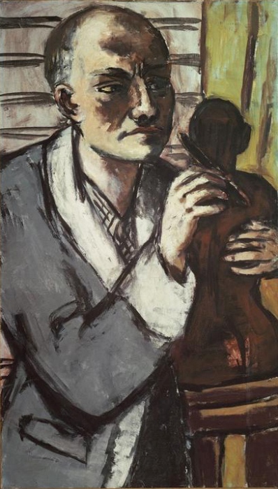 Self-portrait with grey dressing gown from Max Beckmann