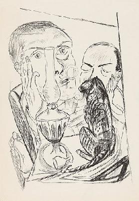 Self portrait with cat and lamp (Selbstbildnis mit Katze und Lampe). 1920 (H. 162 A)