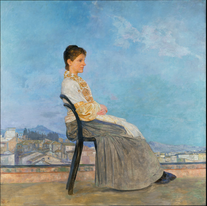 Portrait of a Roman Woman on a Flat Roof in Rome from Max Klinger