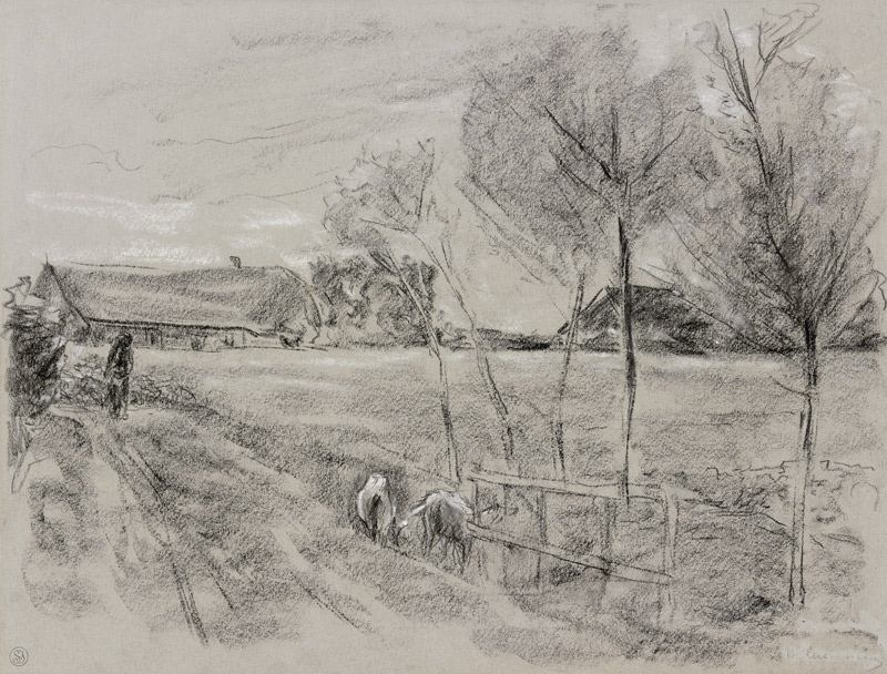 Landweg in Holland, vorne zwei Ziegen from Max Liebermann