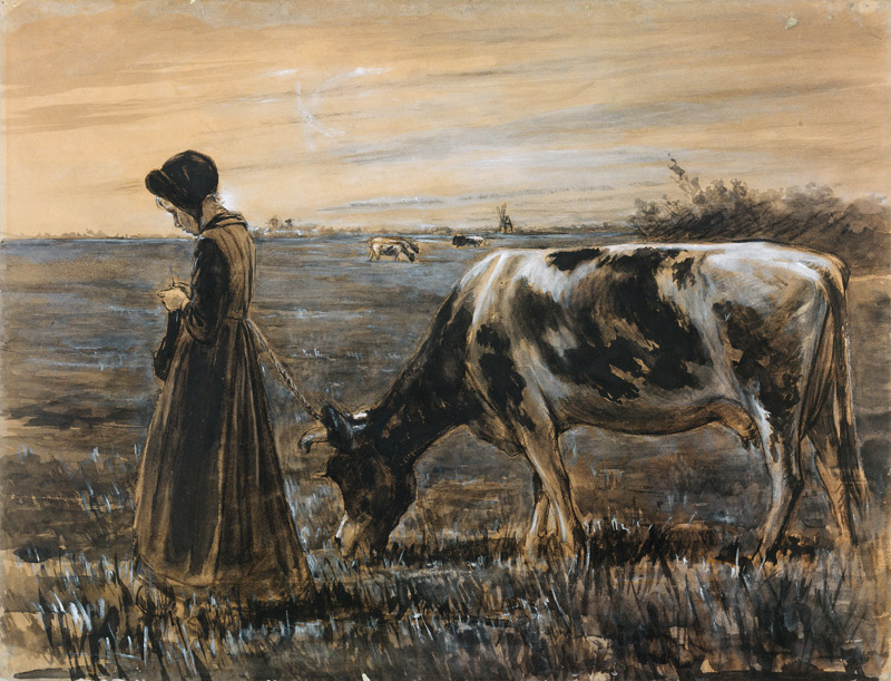 Girl with cow from Max Liebermann