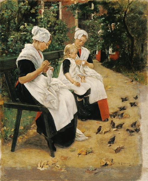 Amsterdam Orphans in the Garden, 1885 (oil on canvas) from Max Liebermann