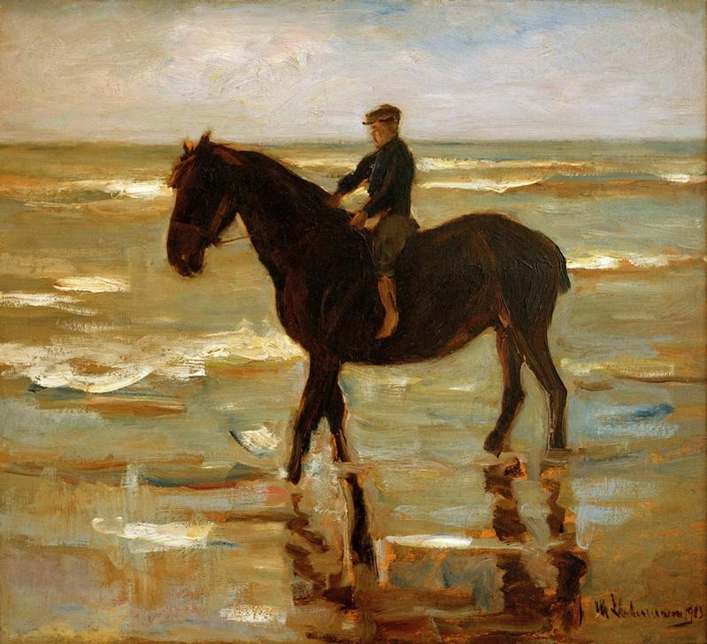 Reitender Junge am Strande – dickes Pferd from Max Liebermann