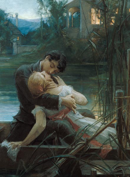 Lovers in the small boat from Maximilian Pirner