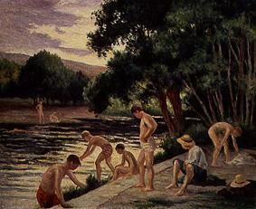 Taking a bath on the bank of the river Cure (Yonne) from Maximilien Luce
