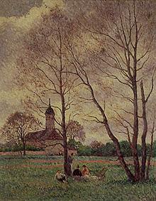 Spring landscape at a church from Maximilien Luce