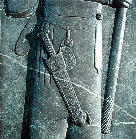 Carving of Xerxes' weapon bearer's sword, relief in the Audience Hall at Persepolis from Median School