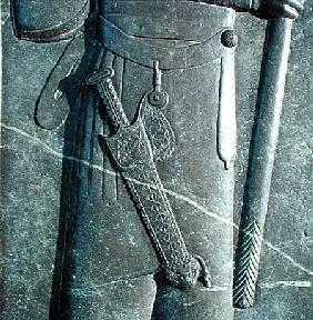 Carving of Xerxes' weapon bearer's sword, relief in the Audience Hall at Persepolis
