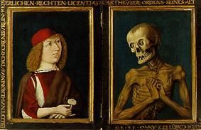 Portrait of the Hieronymus Tschekkenbürlin with the death. Diptychon from Meister (Baseler)