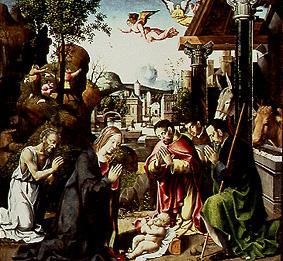 Adoration of the shepherds, proclamation to the shepherds and procession of the St. three kings from Meister der hl.Lucia von Prato