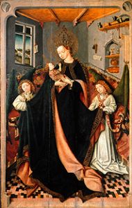 Mother of God with child in the room from Meister des St. Barbara-Polyptychons