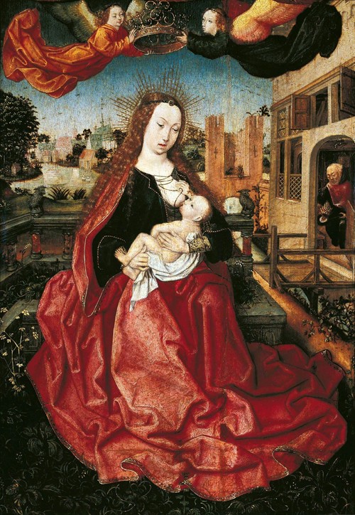 Madonna and Child crowned by two angels from Meister von Frankfurt