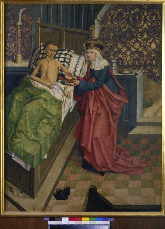 Nikolaus Puchner cares for blissful Agnes for altar the unite sick persons from Meister von Kreuzberg  Krízová